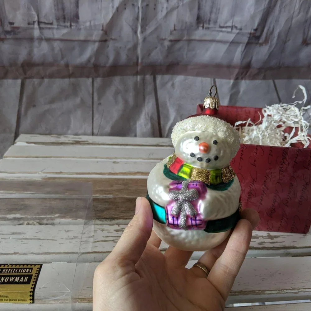 Hallmark 1999 Jolly Snowman Blown Glass Crown Refl